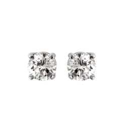 14KT White Gold Diamond Stud Earrings-#1579