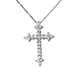 Diamond 18KT White Gold Cross Pendant and Chain Set-#973