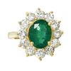 Image 3 : 14KT Yellow Gold Emerald and Diamond Ring-#1521