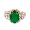 Image 4 : 14KT Yellow Gold Emerald and Diamond Ring-#517