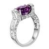 Image 2 : 18KT White Gold Amethyst and Diamond Ring-#2091