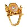 Image 1 : 18KT Yellow Gold Eric de Kolb Diamond, Emerald and Ruby Ring-#562