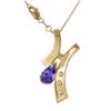 Image 1 : 14KT Yellow Gold Tanzanite and Diamond Pendant and Chain-#362
