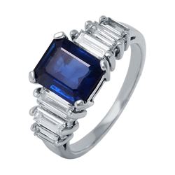 14KT White Gold Sapphire and Diamond Ring-#492