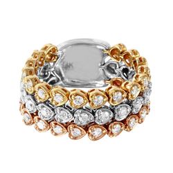 14KT Rose, Yellow and White Gold Diamond Ring-#2102