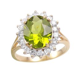14KT Yellow Gold Peridot and Diamond Ring-#887