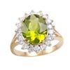 Image 1 : 14KT Yellow Gold Peridot and Diamond Ring-#887