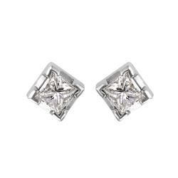 14KT White Gold Diamond Stud Earrings-#1609