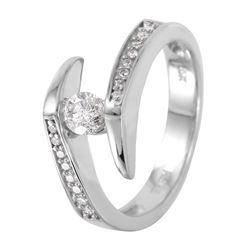 14KT White Gold Diamond Engagemetnt Ring-#1138