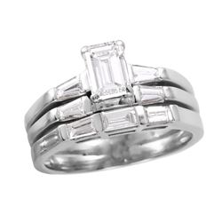 14KT White Gold Diamond Ring and Two Wedding Bands-#732