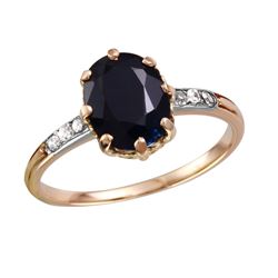 Antique 14KT Rose Gold Sapphire and Diamond Ring-#1808