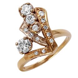 14KT Yellow Gold Diamond Ring-#383