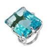 Image 1 : Simulated Aquamarine Sterling Silver Solitaire Cocktail Ring-#1709