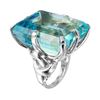 Image 2 : Simulated Aquamarine Sterling Silver Solitaire Cocktail Ring-#1709