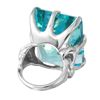 Image 3 : Simulated Aquamarine Sterling Silver Solitaire Cocktail Ring-#1709