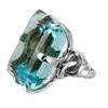 Image 4 : Simulated Aquamarine Sterling Silver Solitaire Cocktail Ring-#1709