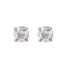 14KT White Gold Diamond Stud Earrings-#1369