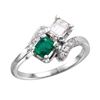Image 1 : 14KT White Gold Emerald and Diamond Ring-#1675
