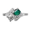 Image 3 : 14KT White Gold Emerald and Diamond Ring-#1675