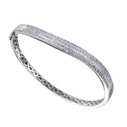 14KT White Gold Diamond Bangle Bracelet-#2012-11