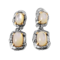 John Hardy Sterling Silver and 18KT Gold Mother-Of-Pearl Earrings-#569