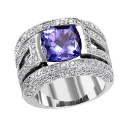 NEW 18KT White GoldTanzanite and Diamond Ring-#2006