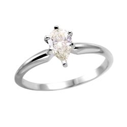 14KT White Gold Diamond Solitaire Wedding Ring-#929