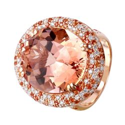 14KT Rose Gold Custom Made Morganite, Sapphire and Diamond Ring-#863