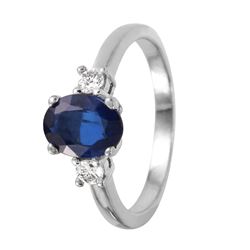 14KT White Gold Sapphire and Diamond Ring-#1113