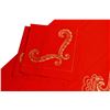 Image 3 : Designer Custom Vintage D. Porthault Paris Red and Gold Embroidered Queen Sized Sheet Set - NEW-#166