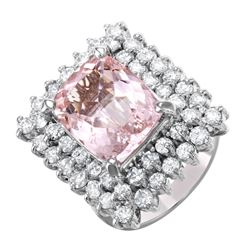 14KT White Gold Morganite and Diamond Ring-#1494