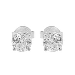 14KT White Gold Diamond Stud Earrings-#119