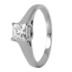14KT White Gold Diamond Solitaire Ring-#365