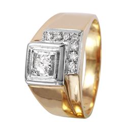 14KT Yellow Gold Mens Diamond Ring-#1084
