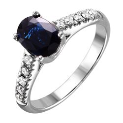 14KT White Gold Sapphire and Diamond Ring-#2138