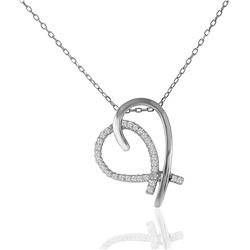 14KT White Gold Diamond Heart Pendant and Chain-#349