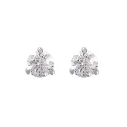 14KT White Gold Diamond Stud Earrings-#1635