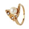 Image 1 : 14KT Yellow Gold Pearl and Diamond Ring-#494