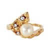 Image 2 : 14KT Yellow Gold Pearl and Diamond Ring-#494