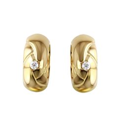 18KT Yellow Gold Diamond Hoop Earrings-#1824