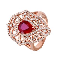 14KT Rose Gold Ruby and Diamond Ring-#705