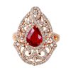 Image 3 : 14KT Rose Gold Ruby and Diamond Ring-#705
