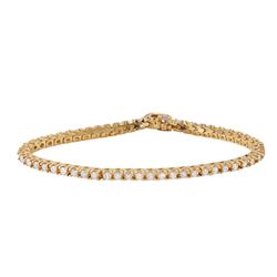 14KT Yellow Gold Diamond Tennis Bracelet With Heart Charm-#1187
