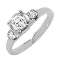 14KT White Gold Diamond Vintage Style Engagement Ring-#542