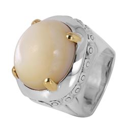 John Hardy Silver and 18KT Yellow Gold Moonstone Ring-#553