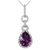 Image 1 : 14KT White Gold Amethyst and Diamond Pendant and Chain-#2132