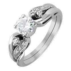 14KT White Gold Diamond Engagement Ring-#1543