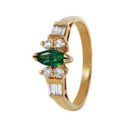 14KT Yellow Gold Emerald and Diamond Ring-#460