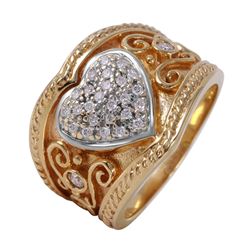 14KT Yellow Gold Diamond Heart Ring-#130