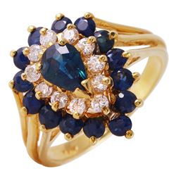 14KT Yellow Gold Sapphire and Diamond Ring-#8